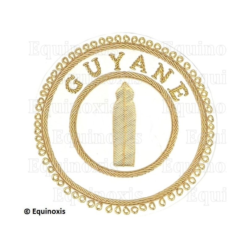 Badge / Macaron GLNF – Grande tenue provinciale – Deuxième Grand Surveillant – Guyane – Brodé main